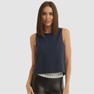 NWT Koral Navy Blue Cropped Mesh Muscle Tee Tank Top